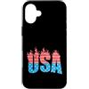 USA United States America stars and stri Custodia per iPhone 16 Plus Stile fuoco USA
