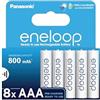 eneloop Batterie Ricaricabili AAA Ni-MH, 800 mAh, Confezione da 8