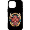 TOKYO WAVES Oni Mask Designs Custodia per iPhone 16 Pro Max Hannya Oni Mask Devil Yokai - Maschera giapponese con tatuaggio demone