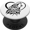 Tribal Lone Wolf Howl PopLove Co. Wolf Lone Wolf Pack Howling White Background PopSockets PopGrip Adesivo