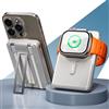 PORTENTUM Power bank per MagSafe 5 in 1 supporto pieghevole - 10000 mAh cavi integrati Lightning + USB-C - Caricatore portatile ricarica rapida 20 W PD/QC wireless Qi 15 W - Apple Watch compatibile