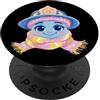Kawaii Whimsical Creature Scene Graphics Sciarpa con casco grafico ritratto fantasia personaggio invernale blu PopSockets PopGrip Adesivo