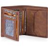 TEEHON Portafogli Uomo, RFID Pelle Portafoglio Uomo Slim con 12 Porta Carte di Credito Uomo, 1 ID Window & Foto Window, 1 Tasca Portamonete, 2 Scomparti per Banconote, Confezione Regalo - Marrone