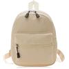 WisePoint Mini zaino da donna, alla moda, leggero, in nylon, con tasca frontale, 2,5 l, casual, per uso quotidiano, viaggi, appuntamenti, Beige, S