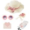 YOOCHUENG Cappello da Sole per Ragazze, Borsa e Occhiali da Sole,Cappello Estivo con Fiocco per Bambine,Set Estivi in Confezione Regalo per Vacanze,Spiaggia e attività Outdoor,Regalo per Bambini