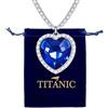 Mingkeda Titanic - Collana con ciondolo a forma di cuore dell'oceano, ciondolo a forma di cuore con zaffiri brillanti, idea regalo per donne (blu)