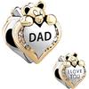 FGT Ciondolo a forma di cuore con orsetto e scritta I Love You, compatibile con braccialetti Pandora, per donne, famiglia, mamma, papà, figlia, sorelle, nipote, compleanno, Natale, Misura unica