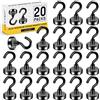 Grtard Confezione da 20 ganci magnetici, 10 kg + ganci magnetici al neodimio neri, resistenti, magneti con gancio per frigorifero, gancio magnetico forte per crociera, piccolo supporto per utensili