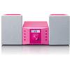 Lenco 810025 mc-013pk - sistema stereo compatto per bambini con lettore cd e display lcd ingresso aux 2 x 2 w rms con adesivi rosa