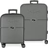 Pepe Jeans Set Valigia Accent Nero 55/70 cm ABS Rigido Chiusura TSA Integrata 116L 7,54 kg 4 Doppie Ruote Bagaglio a Mano
