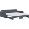 vidaXL Letto da giorno allungabile con materassi grigio scuro 100x200 cm in velluto