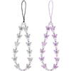 SAVITA 2 Pezzi Cinturino per Telefono con Perline, Farfalla di Cristallo Perla Phone Charm Strap, Cordino per Cellulare, Portachiavi per Donne Ragazze (Viola, Bianco)