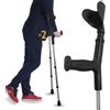 OrtoPrime Stampelle Ortopediche Regolabili in Alluminio PACK 2 PEZZI - Stampelle Anatomiche CONFORT con Punta Antiscivolo - Stampelle per Adulti e Anziani - Stampelle Canadesi Regolabili - Nero.