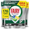 Ambi Pur Fairy Platinum Detersivo Pastiglie Lavastoviglie Plus, Brillantante, 176 Capsule Lavastoviglie, Limone, Tecnologia Anti-Opaco Con Azione Brillantante, Contro Il Grasso E Le Incrostazioni Ostinate