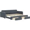 vidaXL Letto da giorno allungabile con cassetti grigio scuro 90x200 cm in velluto