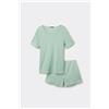 Tezenis Pigiama Corto Mezza Manica Pointelle Donna Verde
