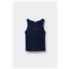 Tezenis Canotta Bimba Spalla Larga Cotone Costine Ricamo Bambina Blu