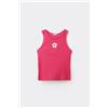 Tezenis Canotta Bimba Spalla Larga Cotone Costine Ricamo Bambina Rosa