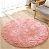 ORINOVA Tappeto Peloso Rosa Rotondo 120 cm Scendiletto Rug Camera da Letto Tappeti Morbido Lavabile in Lavatrice Moderno Salotto