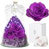 Cynrikah Rosa Eterna Donna, Rosa Stabilizzata Regalo Donna Rose Stabilizzate Angelo Custode Statuette Regalo Festa della Mamma Anniversario, Matrimonio, Compleanno per Moglie Madre(Viola)