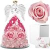 Cynrikah Rosa Eterna Mamma, Rosa Stabilizzata Regalo Donna Angelo Custode Statuette Regalo Anniversario, Matrimonio, Compleanno Festa della Mamma per Donna Moglie Madre