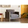 PIB Poltrona in velluto grigio, 1 posto, stile scandinavo, 88x78x82 cm, design art déco confortevole