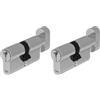 Yale Cilindro Europeo di sicurezza standard con pomolo per serratura YC054KD304003N1 Nichelato, 30/40mm, 3 Chiavi Verticali (Confezione da 2)