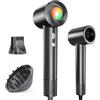 Haokoo Asciugacapelli Ionico Alta Velocità 150.000 RPM - Phon Capelli Professionale Leggero 365g, Asciugatura Rapida con Termo-controllo, 8 Temperature con Diffusore, Casa e Viaggio