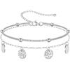 FOCALOOK Cavigliera Donna Argento/Oro/Nero Acciaio Inox, Catena a Strati Perla/Serpente/Maglietta, Gioielli Estate
