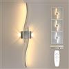 Goeco Applique da Parete Interno, 89CM 29W 3000K-6500K Lampada da Parete LED Dimmerabile con Telecomando Illuminazione a LED Lunga con Funzione Memoria per Soggiorno Camera da Letto, Cromata