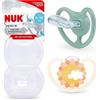 NUK Space Tetine per neonati, 6-18 mesi, ciucci con aperture extra larghe per pelli sensibili, in silicone senza BPA, zebra, confezione da 2