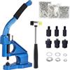 FreeTec Occhielli Macchina a Pressione, Occhiellatrice Manuale Con 3 Matrici (6/10/12mm) Punzoni di Foro e 1500 Occhiello Metallici per Teloni Tessuti Vestiti Cinture Borse