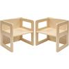 FUNLIO Sedia per lo svezzamento Montessori regolabile in altezza per età 1-3, sedia in legno massiccio di qualità, per mangiare/leggere, mobili Montessori con certificazione CPC - Naturale（2pcs）
