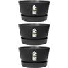 Elho Greenville Bowl 33 - Vaso per Esterno - Ø 32.5 x H 19.4 cm - Nero/Living Black (Confezione da 3)