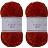 Utopia Crafts Velvet Lux Filato Chenille Vellutato - 2x100g, 220m, Super Morbido Chunky per Maglia e Uncinetto, 100% Poliestere OEKO-TEX, Coperte, Peluche & Deco (Arancione Scuro)
