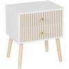 Relaxdays Comodino, 2 cassetti, Frontale scanalato, HLP 47x40x30 cm, per Camera da Letto, Effetto