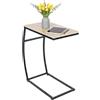 Relaxdays Tavolino da Divano a Forma di C, 58,5x47,5x25 cm, Tavolo Laterale Salotto e Letto, Ferro e MDF, Effetto Legno