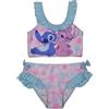 United Labels Disney Lilo & Stitch Bikini con volant e fiocchi per ragazze - Costume da bagno in due pezzi, rosa/blu, rosa/blu, 134 cm-140 cm