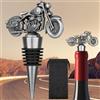 LULLEA Tappo per bottiglia di vino a forma di moto, regalo per uomini e donne, festa del papà, Natale, regalo di compleanno per motociclisti, risparmiatore di vino, argento con borsa