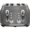 Rangemaster RMCL4S201GY - Tostapane classico con 4 fette, 2,1 kW, con funzioni di scongelamento, annullamento e riscaldamento, vassoio estraibile per briciole e 6 livelli di potenza, colore: grigio