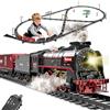 QiquBox Trenino Elettrico Giocattolo per Bambini, Telecomandi Locomotiva Vapore con Pista Lunga, Affumicato, Luci e Suoni, Compleanno Natale Regalo per 3 4 5 6 7 Anni Ragazze Ragazzi, Decorazione Natalizia