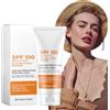 Alelyer Crema Solare Spf 100 di Protezione,Lozione Solare con Protezione UVA/UVB,Latte Solare SPF 100,Crema Solare Per Corpo e Viso,Idratante,Protezione Solare Anti-invecchiamento per l'impermeabilità
