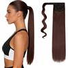 Cybelleza 50cm Posticci per Capelli Extension Coda di Cavallo Extension Capelli Lisci Sintetici Finti Lunghi Naturali Wrap Around Ponytail, Castano Rossa Scuro