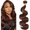 Tuheerst Body Wave Human Hair Bundles #4 Chocolate Brown Menschliches Haar Extension Capelli Human Hair Extensions Minimal Shedding Double Weft Remy Hair 1 Bundle Total 100g 12 Inch