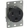Leviton 5374-S00 50 Amp, 250 Volt, Presa a incasso, Lama dritta, grado industriale, messa a terra, nero, confezione da 1