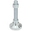 Ganter Normelemente Ganter Norm elementi | da piedi/piedini di livellamento con uso generico - GN 343.2 | Piede diametro: 40 mm | in acciaio zincato, Blu passivato | 1 pezzi, argento, GN 343.2-40-M10-50-OS