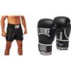 LEONE 1947, Basic Pantaloncino Kick-Thai, Unisex - Adulto, Nero, L, AB766 & Flash Guantoni da Boxe, Unisex - Adulto, Nero, 10 OZ, GN083