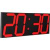 CHKOSDA Orologio digitale a LED, grande orologio da parete con display LED da 18 pollici, display 12/24 ore, visualizzazione della temperatura e del calendario (rosso)