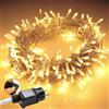 DA LIGHT Catena luminosa a LED per esterni, 40 m, 400 LED, catena luminosa per esterni, resistente alle intemperie, con spina, illuminazione natalizia esterna, luce bianca calda, con 8 modalità e funzione