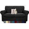 MAXIJIN Copridivano elasticizzato a 2 Posti con 2 Copricuscini, Copridivano antiscivolo a due posti con Copricuscino Separato per animali domestici, cani (2 Posto, Nero)